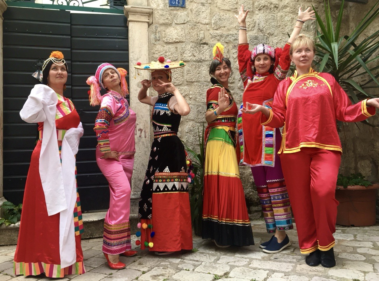 Participants in traditional dance costumes
